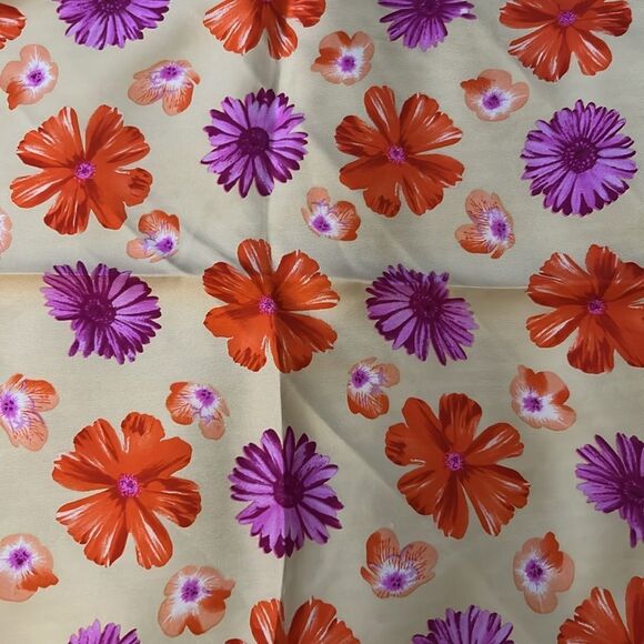Anne Klein Cream Floral Silk Scarf - Picture 5 of 9